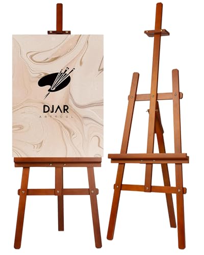 DJAR Wooden Painting Art Easel Stand for Adults, Tool-Less Assembly, Walnut - color: Walnut