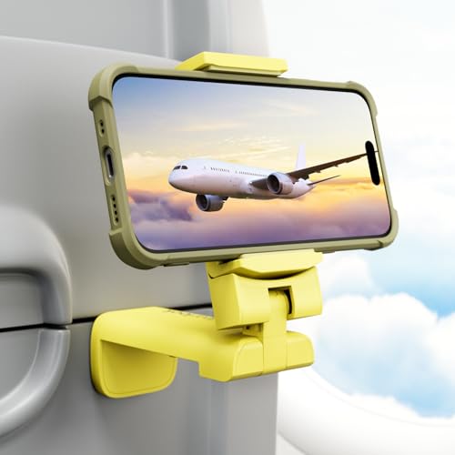 Klearlook 4 in 1 Adjustable Phone Stand - 360 Rotation Handsfree Viewing, Foldable Travel Essentials, Accessory for Flight/Home/Office - Yellow - color: Lemon Yellow