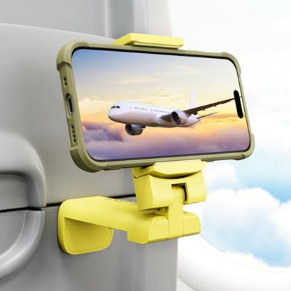 Klearlook 4 in 1 Adjustable Phone Stand - 360 Rotation Handsfree Viewing, Foldable Travel Essentials, Accessory for Flight/Home/Office - Yellow - color: Lemon Yellow