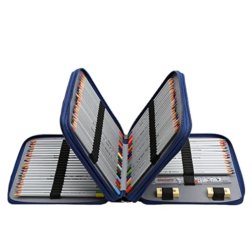 Canvas 120 Slots Pencil Case 3-Layer Zipped Holder w/Handle - color: Black, size: 120