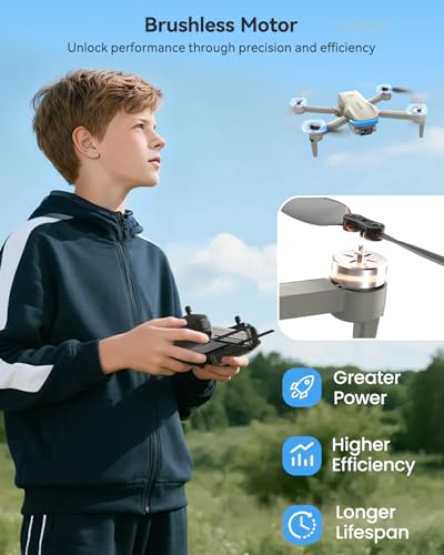 SIMREX 4K FPV Drone with Brushless Motor for Beginners & Teens — 40-Min Flight, Optical Flow Positioning, Gesture Control & VR Mode, Foldable Camera Drone Gift for Kids Ages 8+(Gray) - color: Gray