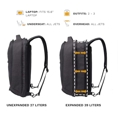 Knack Series 1 Medium Travel Backpack, 15.6-Inch Laptop, Expandable 27-39L - color: Black, size: Medium