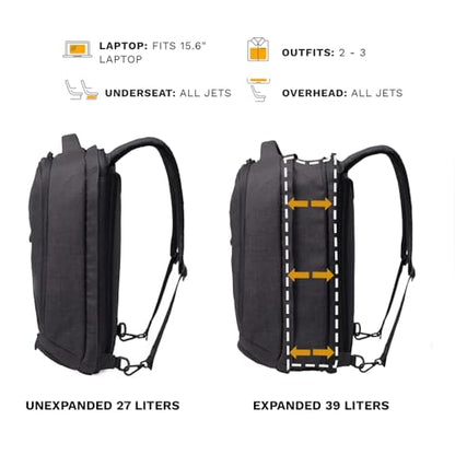 Knack Series 1 Medium Travel Backpack, 15.6-Inch Laptop, Expandable 27-39L - color: Black, size: Medium