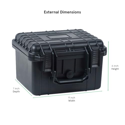 Duratool Black Weatherproof Equipment Case, Polypropylene Construction with Foam Insert, 10.5" x 9.5" x 7“ (L x W x H)