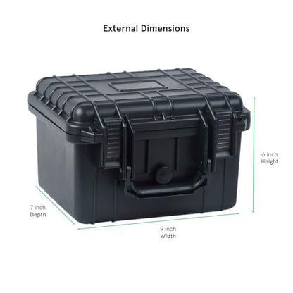 Duratool Black Weatherproof Equipment Case, Polypropylene Construction with Foam Insert, 10.5" x 9.5" x 7“ (L x W x H)