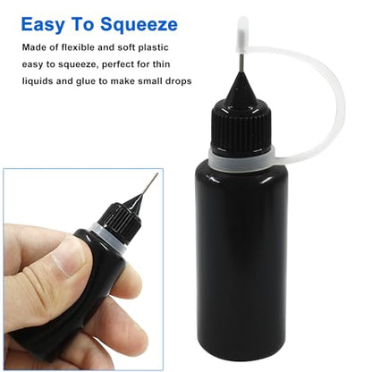 Piutouyar Bottle, 10pcs 20ml Plastic Black Fine Tip Applicator for Art Crafts, DIY, Acrylic Painting - size: 20ml
