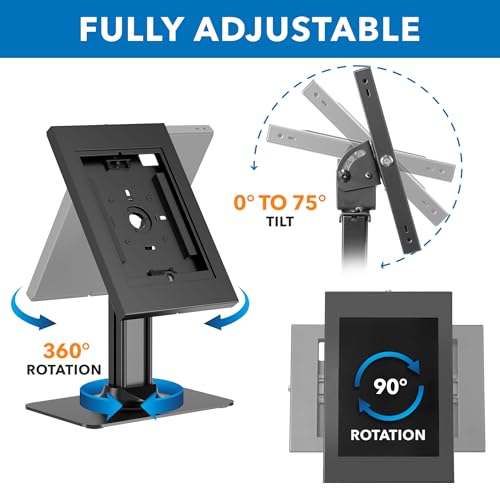 Mount-It! iPad Kiosk Stand, Anti-Theft Steel Countertop Enclosure, Black - color: Black