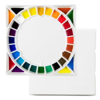 MEEDEN Ceramic Watercolor Paint Palette: Extra Large 32-Well with Lid
