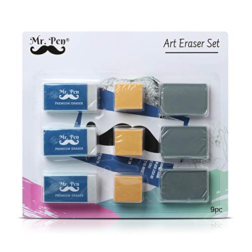 Mr. Pen- Art Eraser Set, 9 Pack, 3X White Vinyl Latex-Free