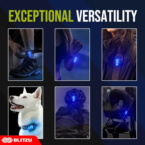 LED Safety Lights 4 Pack, Clip On High Visibility Strobe Light for Walk Run - color: Blue