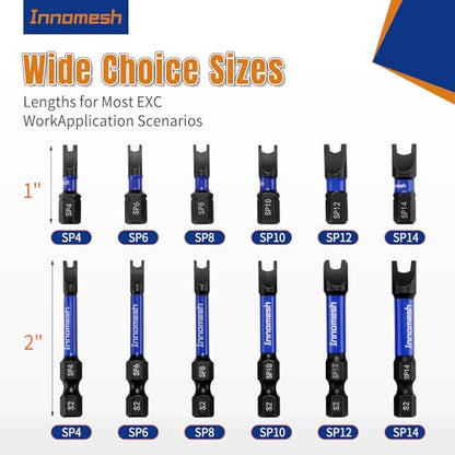 Magnetic Spanner Bit Set,1"&2" 6-Piece Security Bits SP4 SP6 SP8 SP10 SP12 SP14,S2 Steel Security Bit Set,Magnetic Spanner Screwdriver Bits for Impact Drivers,Electronics & Maintenance - size: 1&2in 12PC
