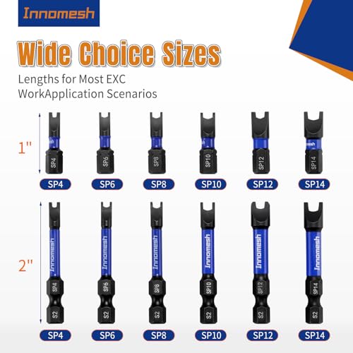 Magnetic Spanner Bit Set, 1" 6-Piece Security Bits SP4 SP6 SP8 SP10 SP12 SP14,S2 Steel Security Bit Set,Magnetic Spanner Screwdriver Bits for Impact Drivers,Electronics & Maintenance - size: 1in 6PC
