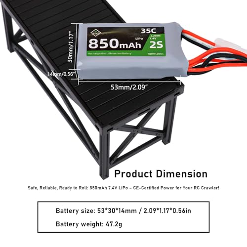 7.4V 2S 35C 850mAh LiPo Battery with USB Charger for 1/24 RC Car - size: 850mah 7.4V