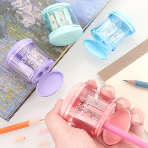 Tamaki Pencil Sharpeners Manual Dual Holes, 4 Pack