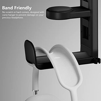 EURPMASK 2 Pack Rotating Headphone Stand,Adjustable Clamp-on Headset Holder - color: Black 2 Pack