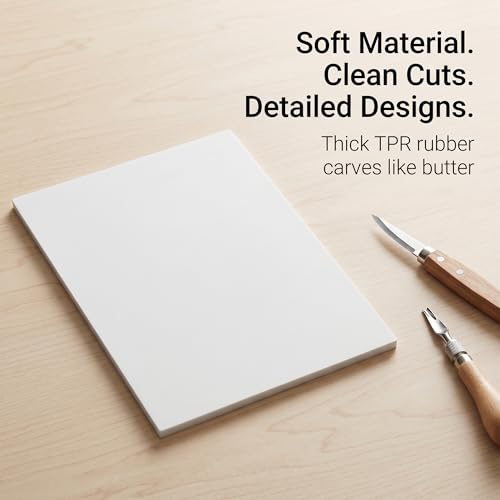 5 PCS White A4 Linocut Blocks, 8.3 x 11.8 Inch Soft Rubber for Printmaking