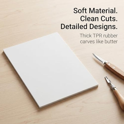 5 PCS White A4 Linocut Blocks, 8.3 x 11.8 Inch Soft Rubber for Printmaking