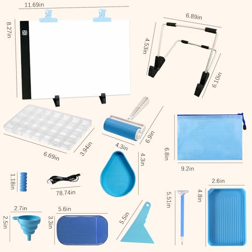 FANGZH A4 Light Pad Diamond Painting Accessories Kit: 179 Pieces, Blue - color: Blue