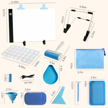 FANGZH A4 Light Pad Diamond Painting Accessories Kit: 179 Pieces, Blue - color: Blue