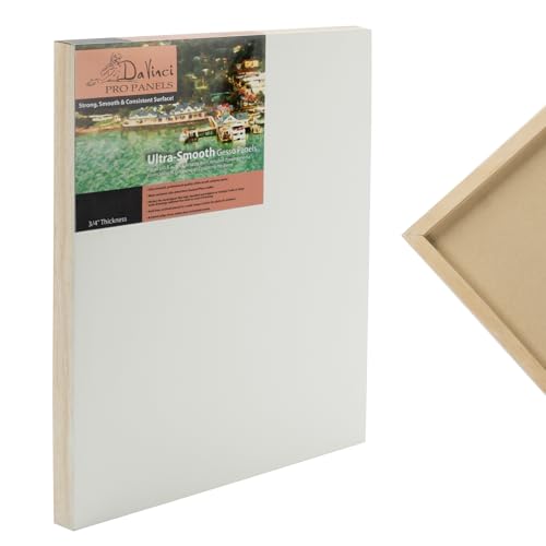 Da Vinci Pro Ultra Smooth Wood Canvas Gesso Board - 3/4" Deep, 10x10 Single White Acrylic Polymer Gesso Panels for Painting Fine Portraits and Ultra Fine Detail Illustrations and Artwork - size: 10x10"