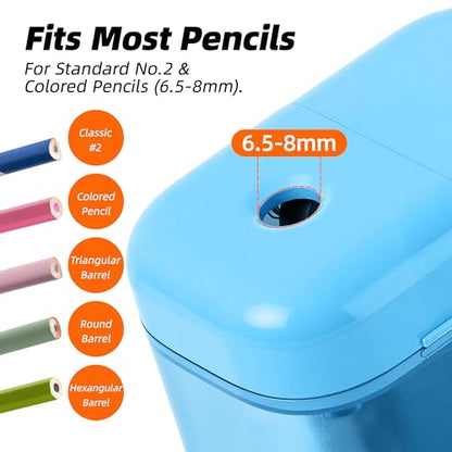 Deli Electric Pencil Sharpener, Battery Operated Portable Pencil Sharpener - color: Blue