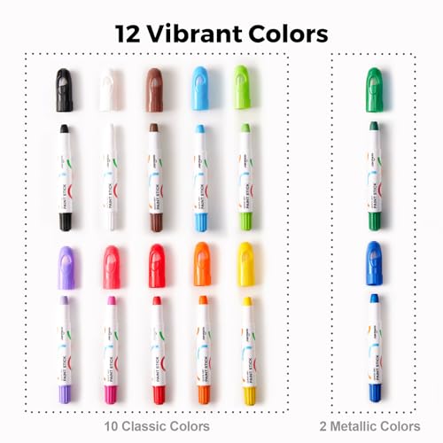 Jar Melo Tempera Paint Sticks, 12 Colors, Washable Solid Paint for Kids - style: 12 Colors
