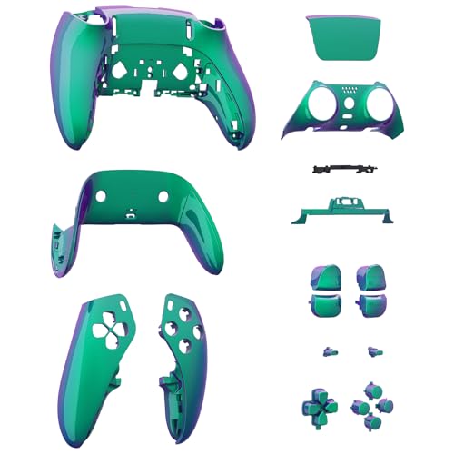 eXtremeRate Full Set Shell with Buttons Touchpad Compatible with ps5 Edge Controller, Chameleon Green Purple Replacement Decorative Trim Shell Front Back Plates Compatible with ps5 Edge Controller - color: Chameleon Green Purple