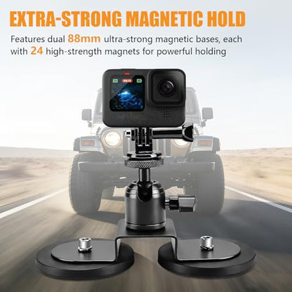 Chelhead Heavy-Duty Magnetic Camera Mount with 2 Base Metal for Gopro - style: 2 Mnagetic Base