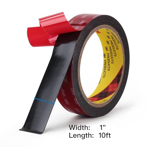 Black Double Sided Foamided Foam Tape, 1 in x 10 ft Waterproof Adhesive - size: 1" × 10ft