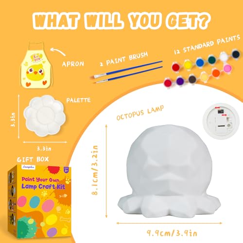 Paint Your Own Octopus Lamp Kit, DIY Octopus Toy Night Light Kids Crafts - color: Octopus Lamp