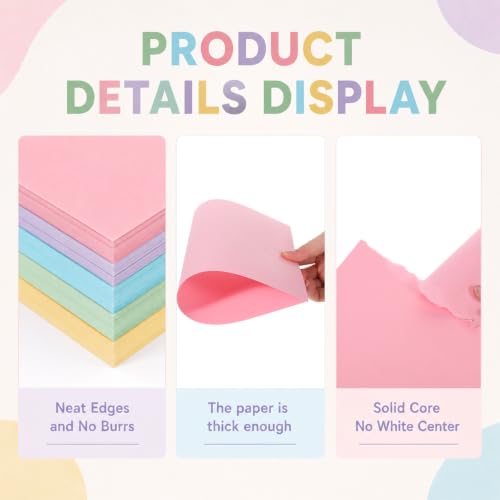 100 Sheets Pastel Construction Paper Assorted Color Pastel Cardstock Thick