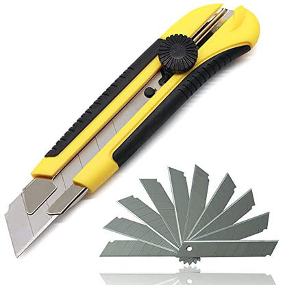 Box Cutter Retractable 25MM Long Utility Knife With 20pcs Blades Refills - size: 20 Blades + 1 Knife
