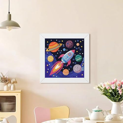 WEMEON Rocket Diamond Art Kits for Kids with Frame 7x7 inch - color: Rocket