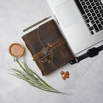 LEATHER VILLAGE Leather Journal Key Lock, Distressed Brown 6x4. - color: Distressed Brown, size: 6"X4"
