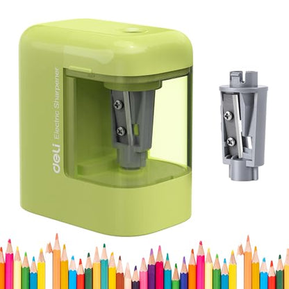 Deli Electric Pencil Sharpener, Battery Operated Portable Pencil Sharpener - color: Green