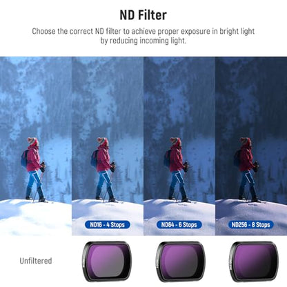 NEEWER ND Filter Set with 0.75x Wide Angle Lens 108° FOV, ND16 + ND64 + ND256 + CPL (Circular Polarizer) Filter, Compatible with DJI Osmo Pocket 3 / Pocket 4 / Xtra Muse Accessories, FL-B08 - style: 0.75X Wide Angle Lens&ND Filter Set