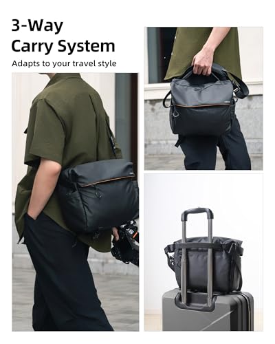 llano 6L Camera Sling Bag for Photographers, Small DSLR Shoulder Bag, Black - color: Black