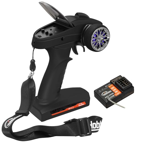 RC Radio System 3CH 2.4G RC Transmitter with Receiver and Lanyard Remote Controller for RC Car Crawler Boat