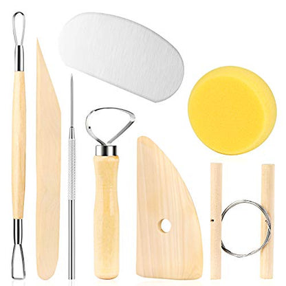 8 Pieces Pottery Tools, Clay Tools, Cay Sculpting Tool - color: Wood Color
