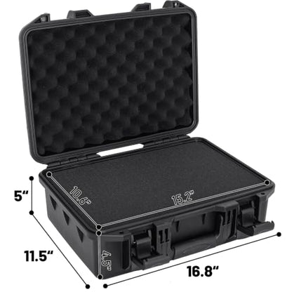 TORIBIO Hard Carrying Case with Foam, Shockproof Storage Box 16.8"x11.5"x5" - size: 16.8"x11.5"x5"