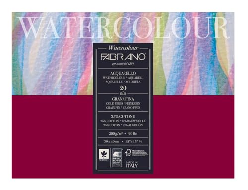 Fabriano Studio Watercolor Paper 200 g 30 x 40 cm White - size: 30 x 40 cm