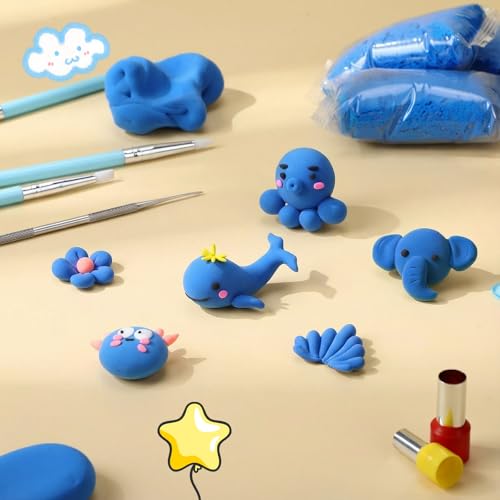 Winnerwhy 144 Pcs Total 76oz Air Dry Clay Soft Non-Toxic, Blue - color: Blue