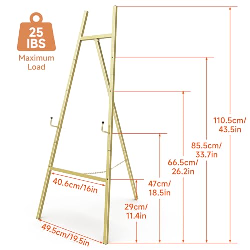 Gold Easel Stand for Sign, Heavy Duty Display Easel for Wedding & Poster - color: Gold