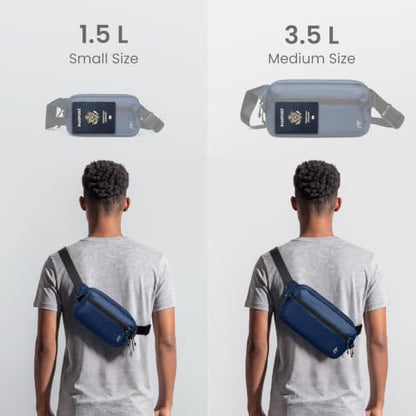 tomtoc 1.5L Sling Bag with RFID Blocking Crossbody Chest Pack for Men Women - color: Dark Blue, size: 1.5L