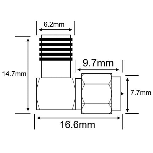SMA Male to Female Right Angle 90 Degree Adapter, 50 Ohm, 2-Pack - color: 2-Pack