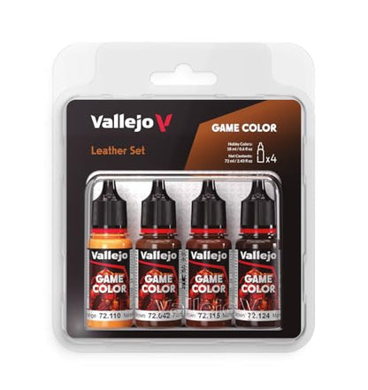 Vallejo - Leather Color Set, Game Color, 4 Bottles x 0.6 fl.oz. - style: Leather Color Set