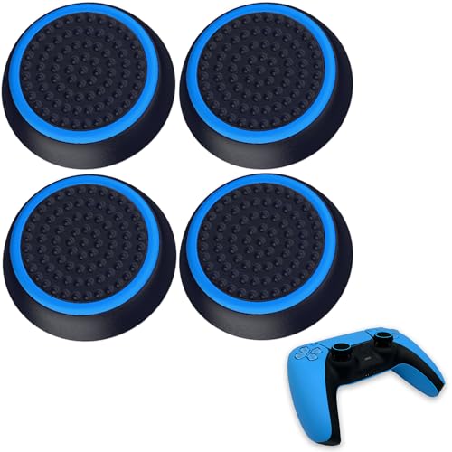 MatoSan 4 Blue Thumbstick Grip Caps – Silicone Thumb Grips Compatible with PS5, PS4, Xbox Controller – Anti-Slip Joystick Cover – Controller Grips – Gaming Accessories - size: 4 Blue Set