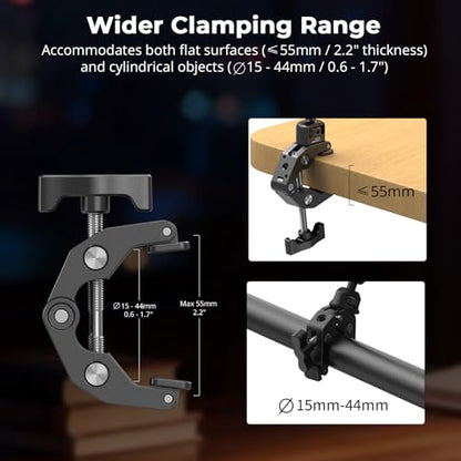 SMALLRIG 26" Magic Arm with Super Clamp, Overhead Phone Mount w/Cable Clip - style: Double Ball Joints with Cable Clip