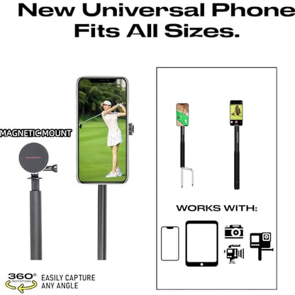 Golf Monopod Stick, Record Golf Swing with Magnetic Phone Holder - color: Double Spikes