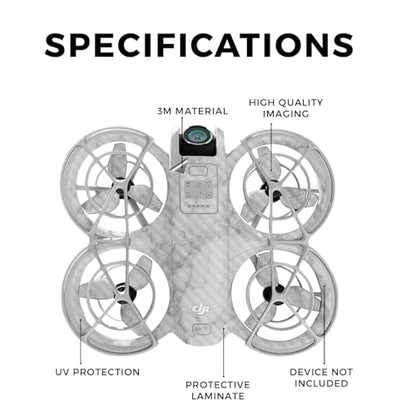 Carbon Fiber Drone Skin Compatible with DJI Neo - Frost Marble - Premium 3M Vinyl Protective Wrap Decal Cover - Easy to Apply | Crafted in The USA by MightySkins - color: Frost Marble, style: Textured Carbon Fiber Finish